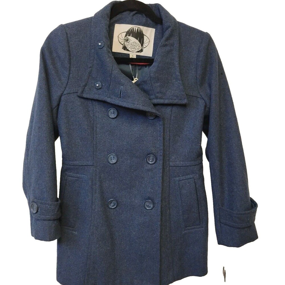 NWT Sugarfly Navy Peacoat Wool Blend Girls Size XL Coat
